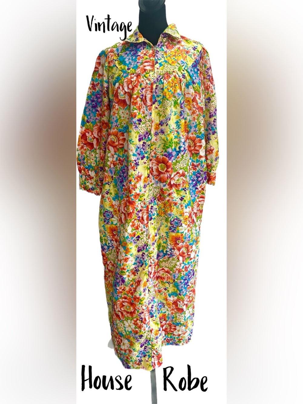 Vintage Floral‎ House Robe - Beautiful Bright Floral Colors